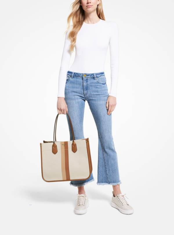 Damske Prenosná Taška Michael Kors Heidi Large Stripe Canvas Viacfarebný - Kabelky Michael Kors Outlet | WHYRO-7516